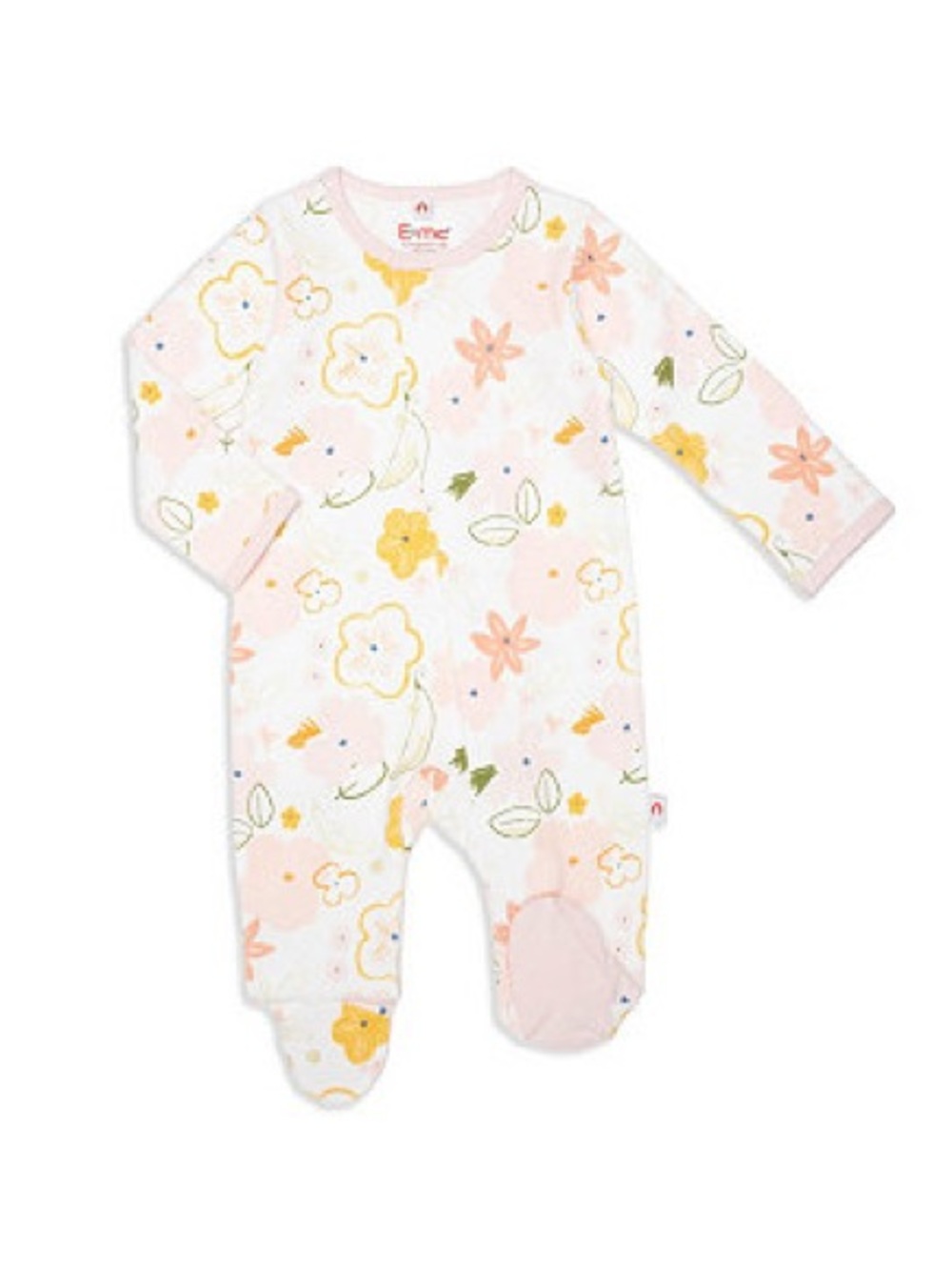 Magnetic Me Pink & Yellow Floral Baby Onesie Footed Footie